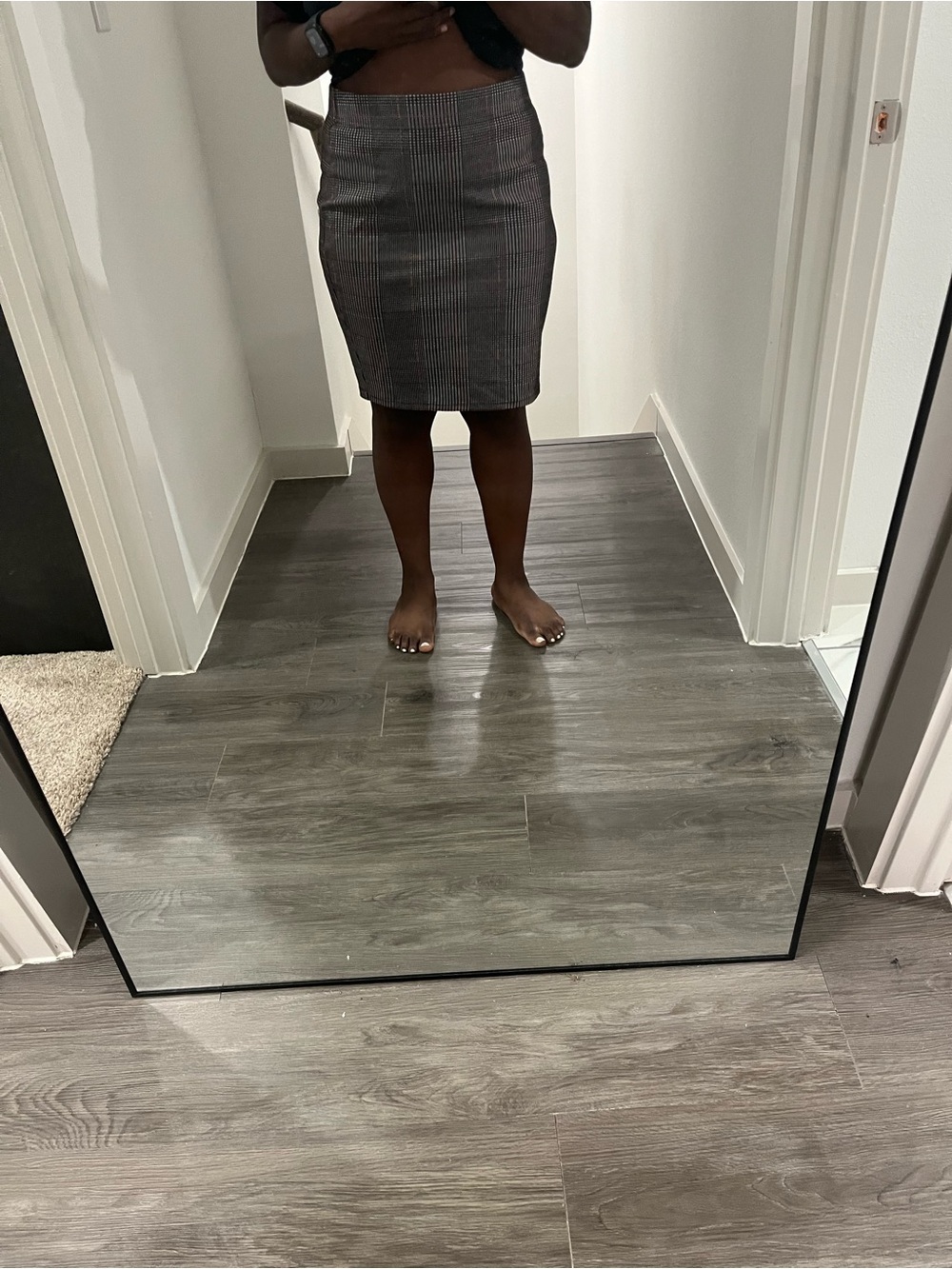 Forever 21 Gray Plaid Pencil Skirt